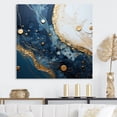 thumbnail image 1 of Designart "Geode Art in Gold and Blue I" Abstract Wall Art - Modern Gold Abstract Liquid Ink Entryway Wall Art, 1 of 6