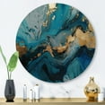 thumbnail image 1 of Designart "Geode Discovery Blue and Gold Depths II" Abstract Marble Metal Round Wall Art, 1 of 5