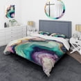 thumbnail image 1 of Designart "Geode-Inspired Abstraction in Green and Purple" Abstract Marble Bedding Covert Set - Modern Green Abstract Bed Set With 1 Sham, 1 of 6