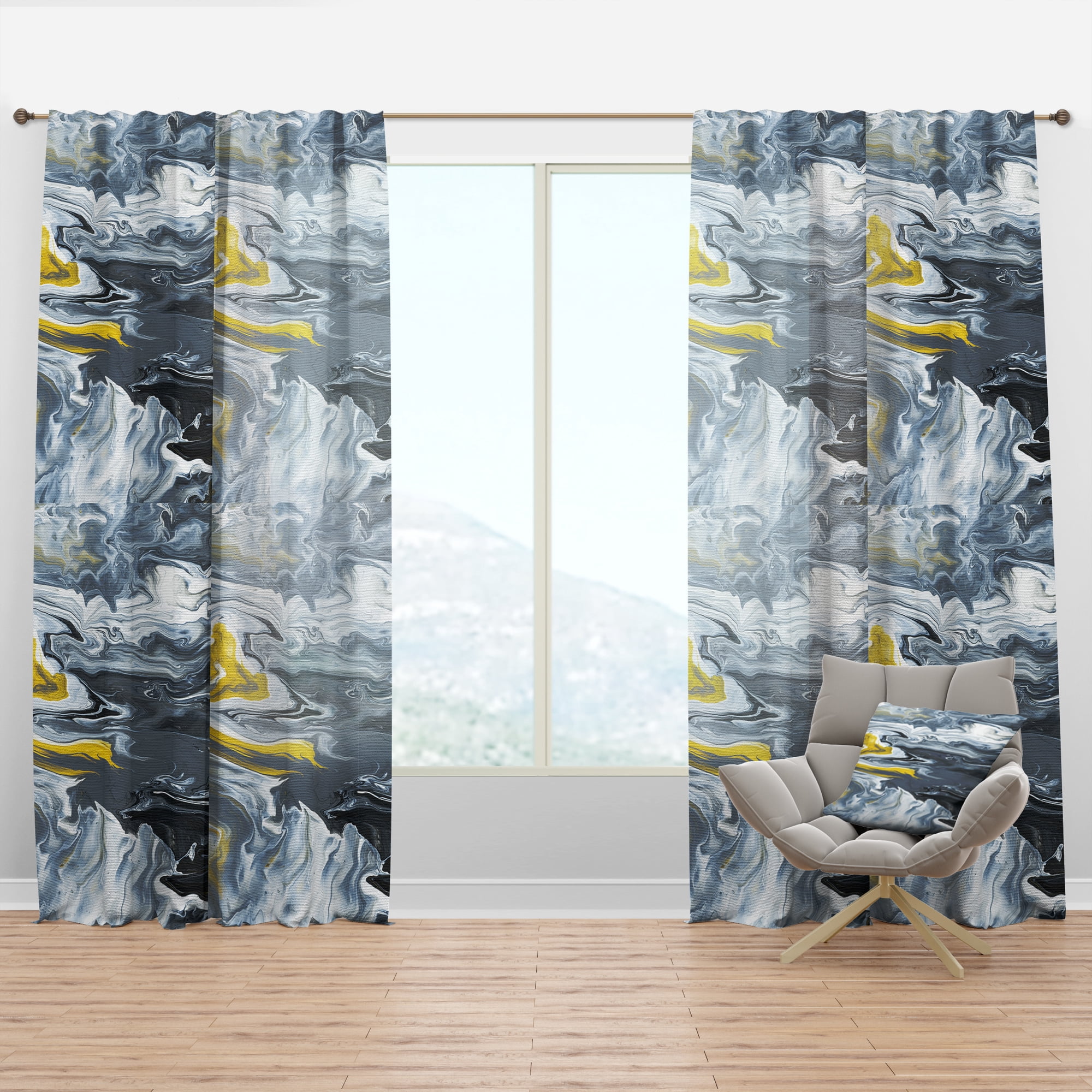 Designart 'Geode Marbled XII' Mid-Century Modern Curtain Panel