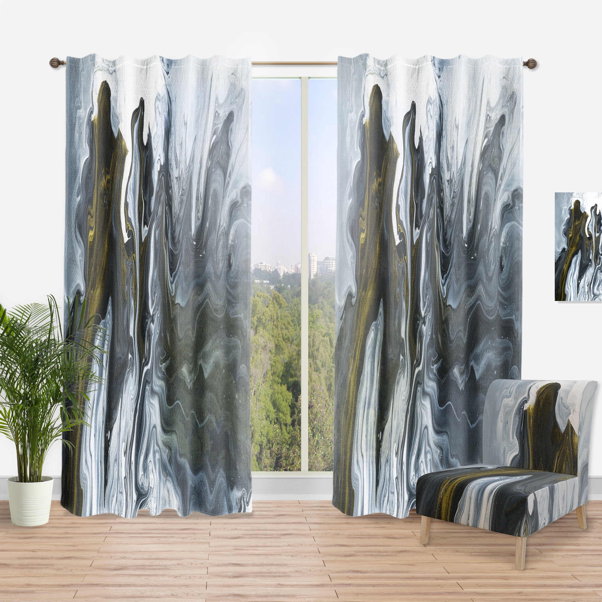 Designart 'Geode Marbled XIV' Mid-Century Modern Curtain Panel
