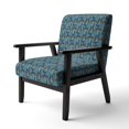thumbnail image 1 of Designart "Geometric Abstract Waves In Gold And Marine Blue" Upholstered Mid-Century Accent Chair - Arm Chair, 1 of 5