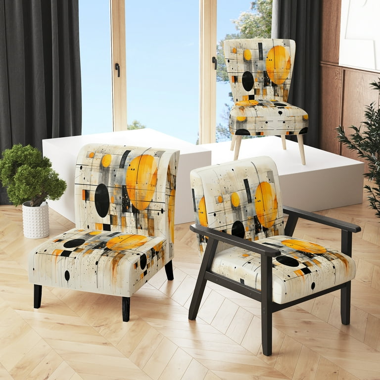Designart Geometric Abstraction III Upholstered Abstract Shapes Accent Chair and Modern Contemporary Arm Chair Multiple Color Pattern