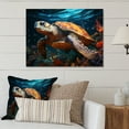 thumbnail image 1 of Designart "Geometric Aquatic Turtle Wanderer II" Animals Metal Art Print, 1 of 5