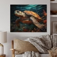 thumbnail image 1 of Designart "Geometric Aquatic Turtle Wanderer II" Animals Print on Natural Pine Wood, 1 of 5