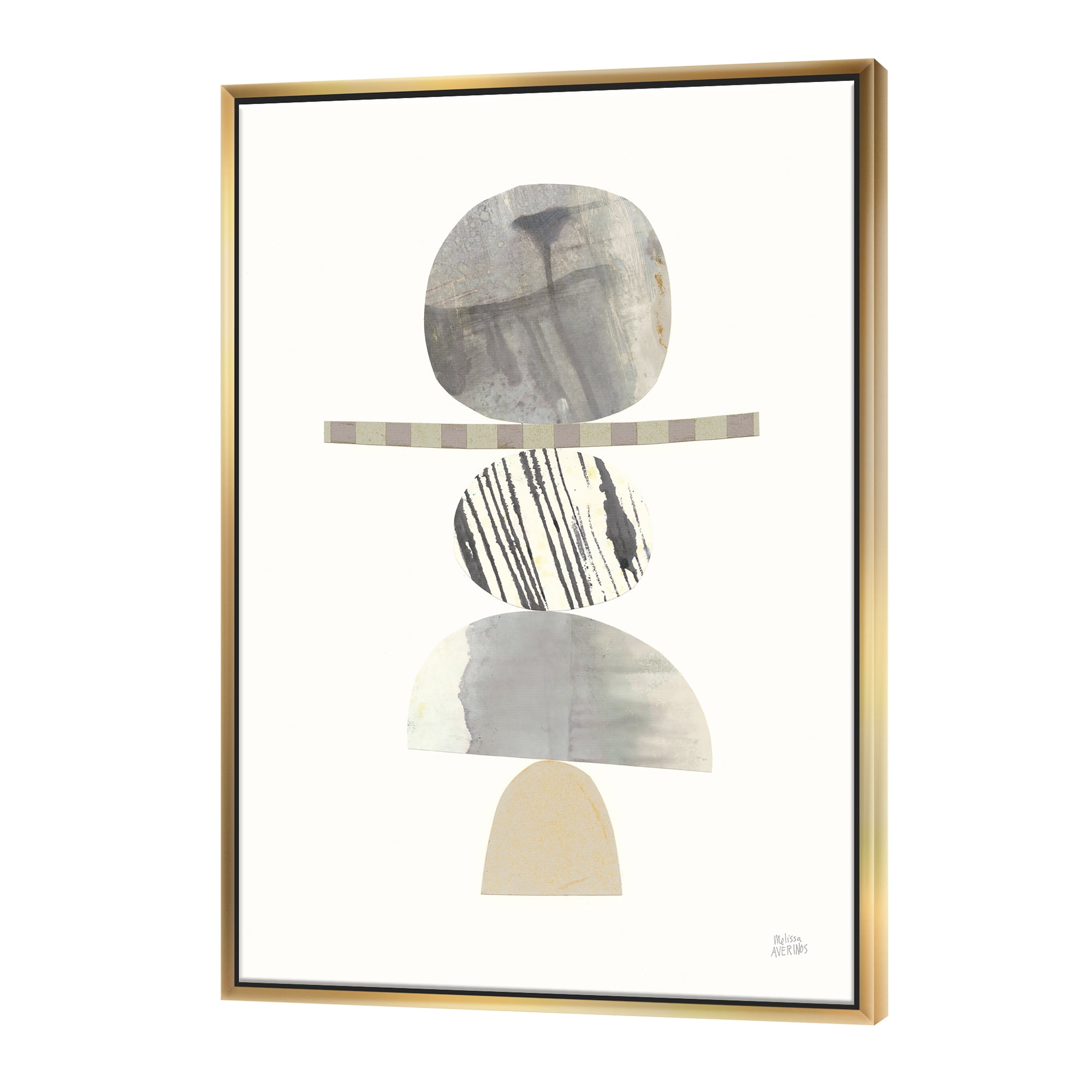 Designart ' Geometric Balance Neutral I ' Shabby Chic Framed Canvas
