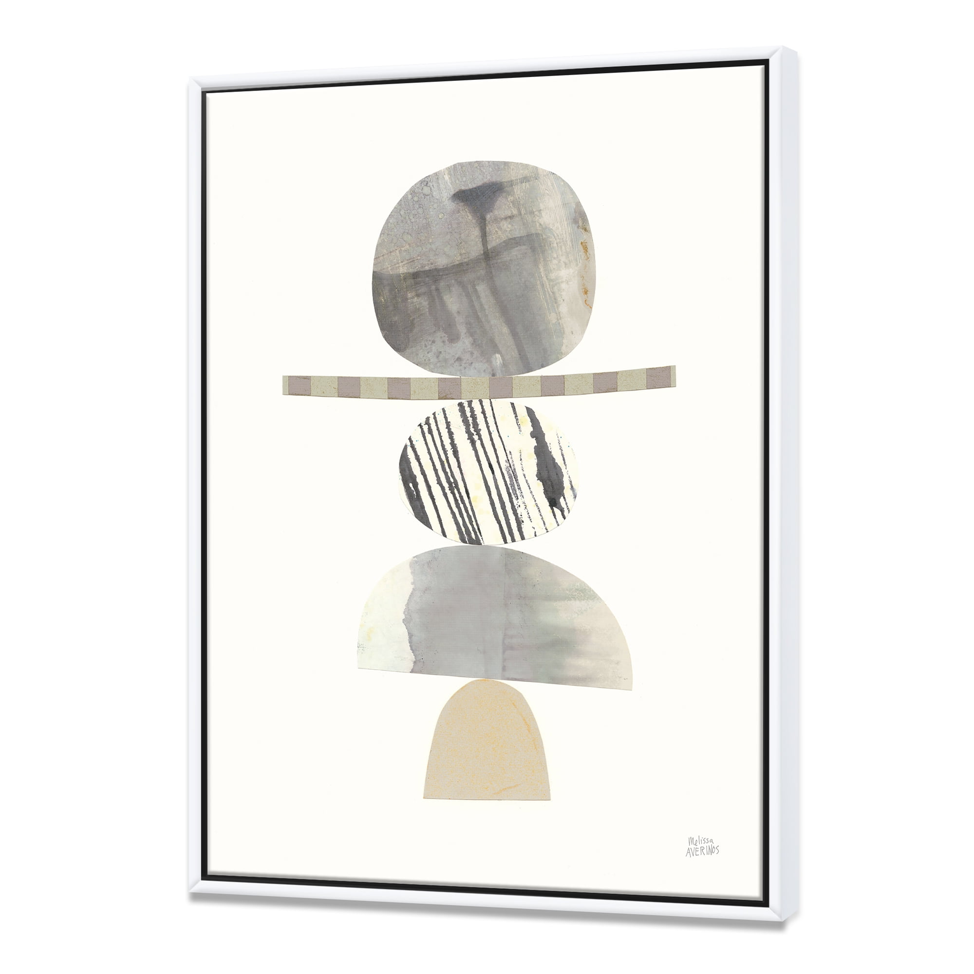 Designart ' Geometric Balance Neutral I ' Shabby Chic Framed Canvas