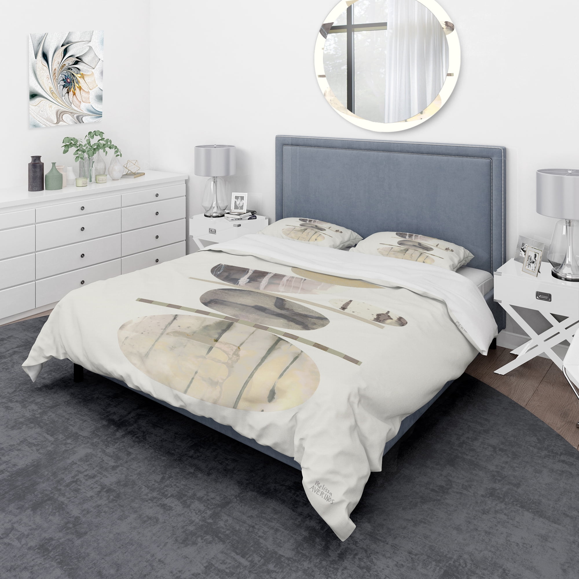 Designart 'Geometric Balance Neutral II' Geometric Duvet Cover Set