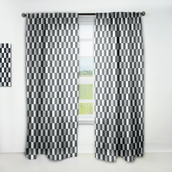 Designart 'Geometric Black and White Pattern I' Mid-Century Modern Curtain Panel