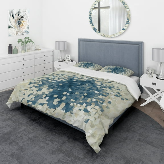 Designart 'Geometric Blue Spots' Geometric Duvet Cover Set