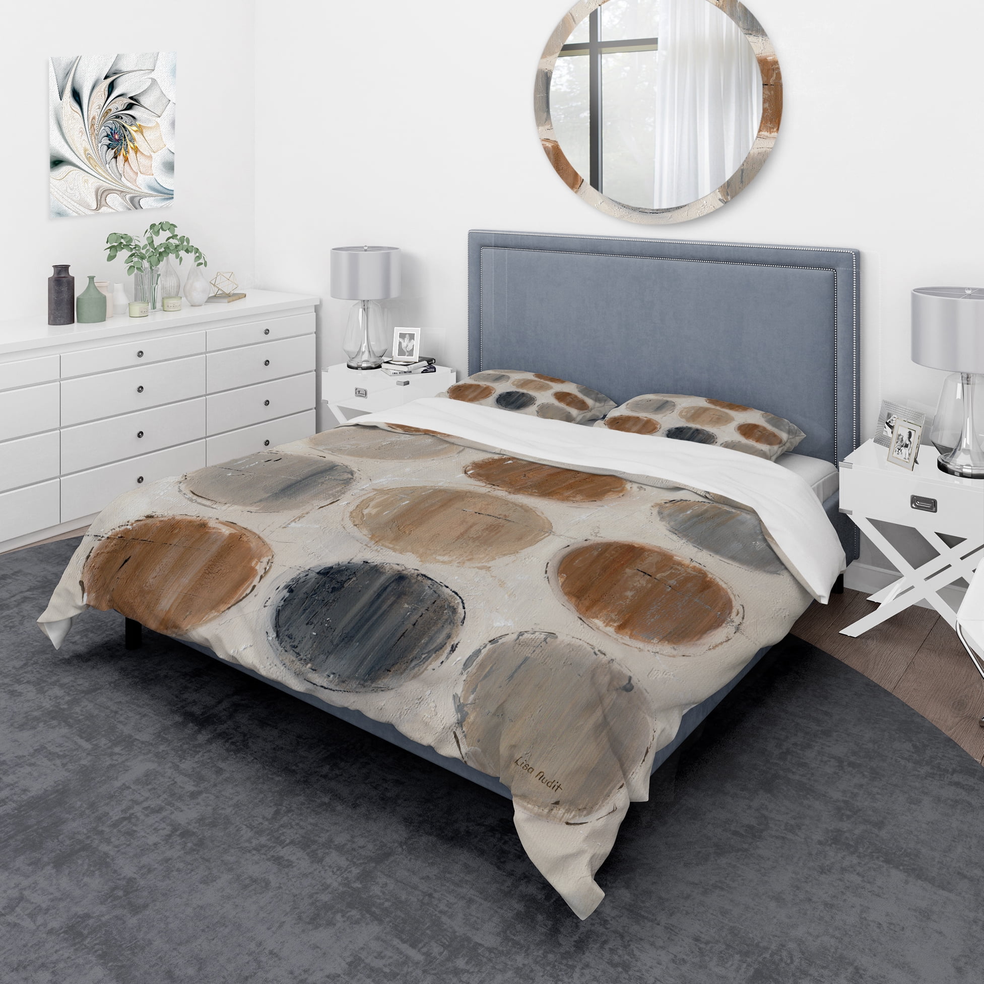 Designart 'Geometric Circle Natural Balance II' Geometric Duvet Cover Set