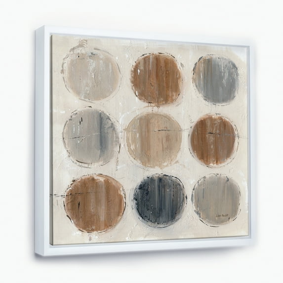 Designart ' Geometric Circle Natural Balance II ' MidCentury Modern Transitional Framed Canvas