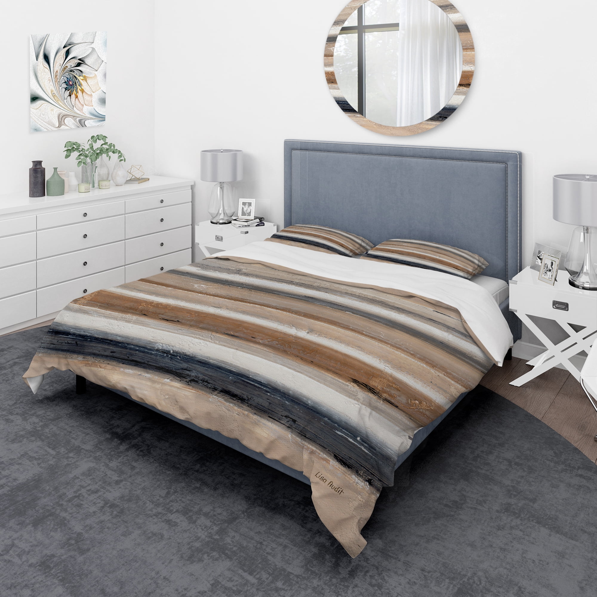 Designart 'Geometric Circle Natural Balance III' Geometric Duvet Cover Set