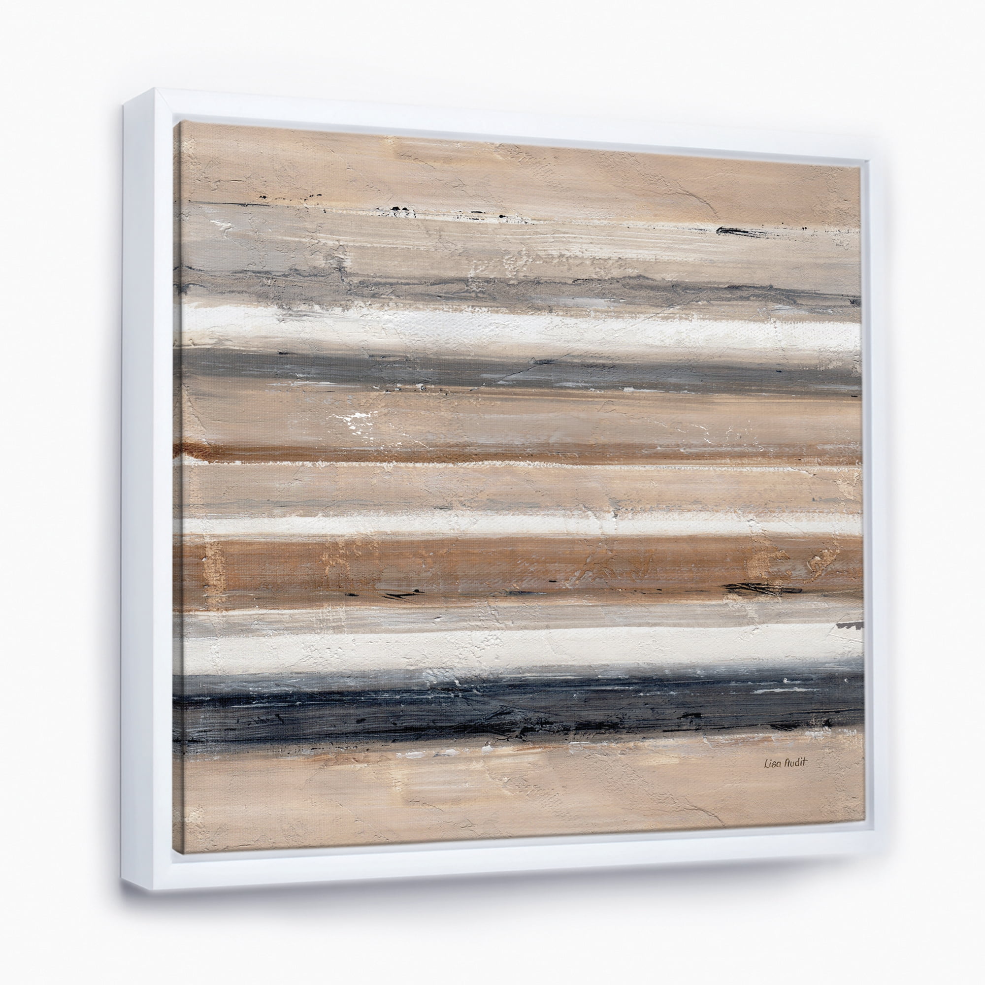 Designart ' Geometric Circle Natural Balance III ' MidCentury Modern Transitional Framed Canvas
