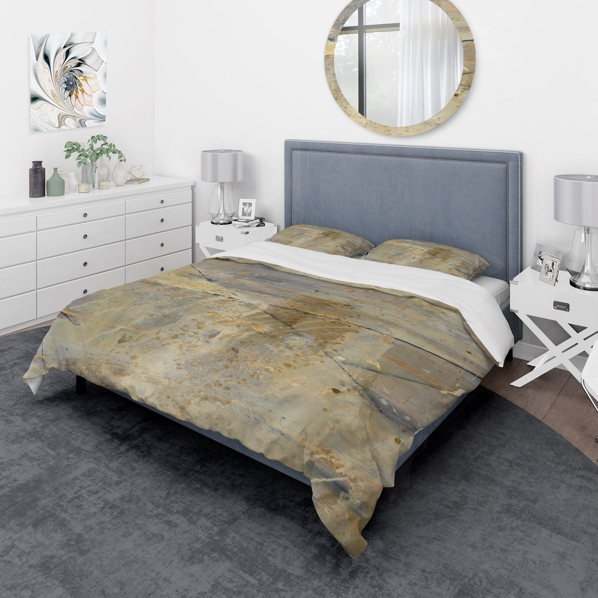 Designart 'Geometric Cream Block I' Geometric Duvet Cover Set