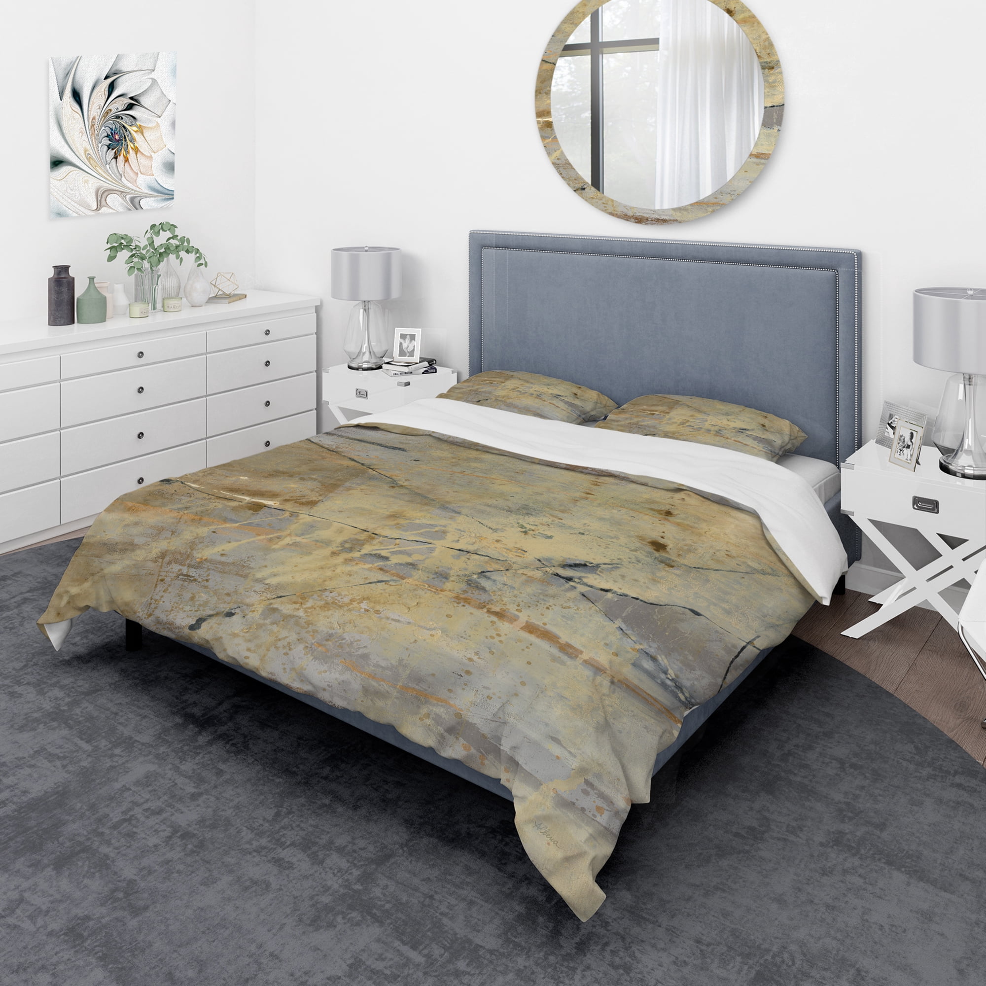 Designart 'Geometric Cream Block III' Geometric Duvet Cover Set