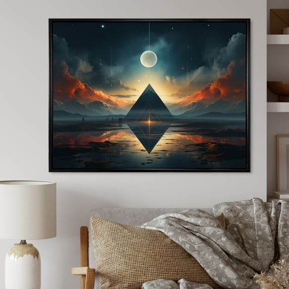 Designart "Geometric Dreams Sky Celestial" Geometric Floater Framed Canvas Art Print