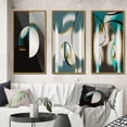 thumbnail image 1 of Designart "Geometric Elegance Unveiled in Gold Teal" Modern Geometric Framed Wall Art Set Of 3 - Gold Abstract Frame Gallery Set For Office Decor, 1 of 7