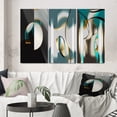 thumbnail image 1 of Designart "Geometric Elegance Unveiled in Gold Teal" Modern Geometric Wall Art Set Of 3 - Gold Abstract Gallery Set For Office Decor, 1 of 7