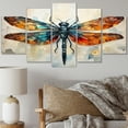 thumbnail image 1 of Designart "Geometric Flight Orange Dragonfly I" Animals Metal Art Print Set, 1 of 5