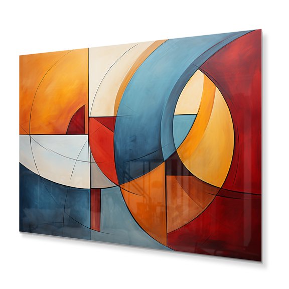 Designart "Geometric Forms in Cubism I" Cubism Metal Art Living Room