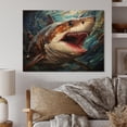 thumbnail image 1 of Designart "Geometric Glare Blue Shark Predators II" Animals Print on Natural Pine Wood, 1 of 5
