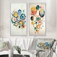 thumbnail image 1 of Designart "Geometric Hexagon and Circle III" Abstract Geometric Framed Wall Art Set Of 2 - Blue Geometric Framed Canvas Set For Living Room Decor, 1 of 7