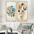 thumbnail image 1 of Designart "Geometric Hexagon and Circle III" Abstract Geometric Framed Wall Art Set Of 2 - Blue Geometric Framed Canvas Set For Living Room Decor, 1 of 7