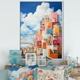 thumbnail image 1 of Designart "Geometric High-Rise In De Stijl Manner I" Clouds Floater Framed Wall Art Living Room, 1 of 5