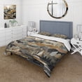 thumbnail image 1 of Designart "Geometric Horizons in Grey and Gold I" City Geometric Bedding Covert Set - Industrial Grey Cityscapes Bed Set With 2 Shams, 1 of 6