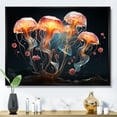thumbnail image 1 of Designart "Geometric Luminescent Beauty Jellyfish" Animals Floater Framed Wall Art Print, 1 of 7