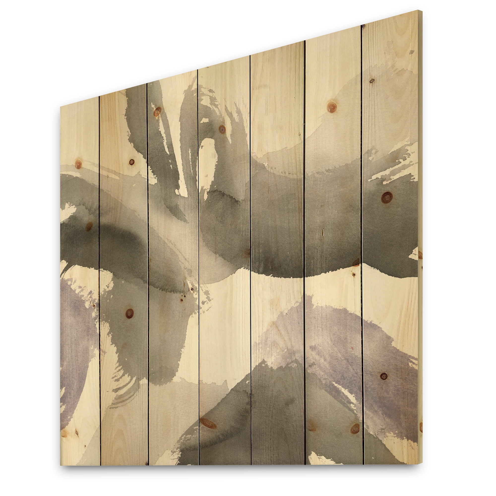 Designart 'Geometric Minimal Gesture IV' Transitional Print on Natural Pine Wood