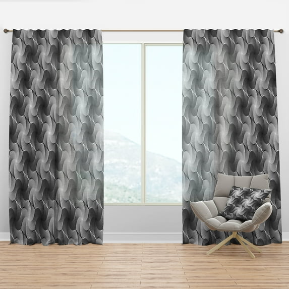 Designart 'Geometric Monochrome Hexagon Pattern' Modern & Contemporary Curtain Panel