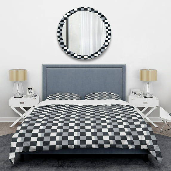 Designart 'Geometric Monochrome Pattern I' Mid-Century Modern Duvet Cover Set