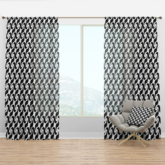 Designart 'Geometric Monochrome Pattern IV' Mid-Century Modern Curtain Panel