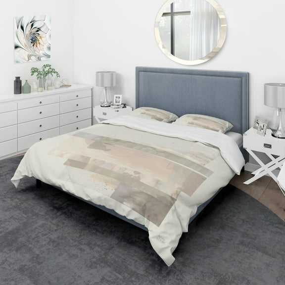 Designart 'Geometric Neutral Form I' Geometric Duvet Cover Set