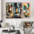 thumbnail image 1 of Designart "Geometric Nostalgia Retro Elementary Style I" Modern Geometric Wall Art Set Of 3 - Abstract Geometric Blue Gallery Set For Office Decor, 1 of 6