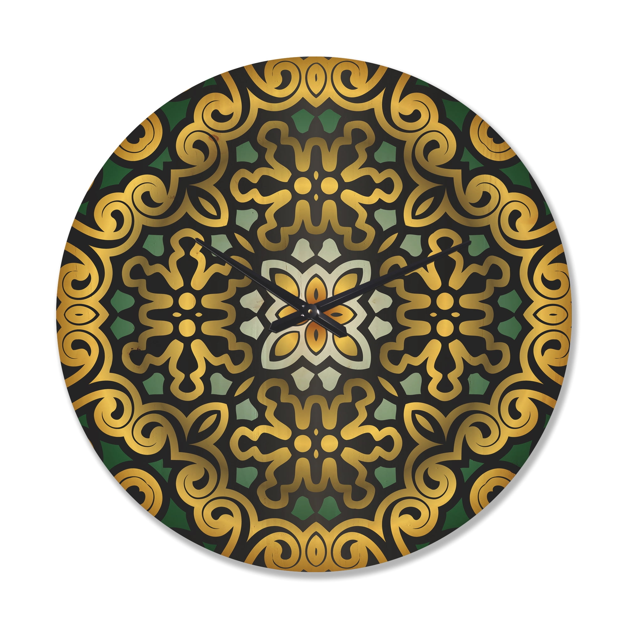 Designart 'Geometric Ornament Ethnic Floral ' Modern Wood Wall Clock