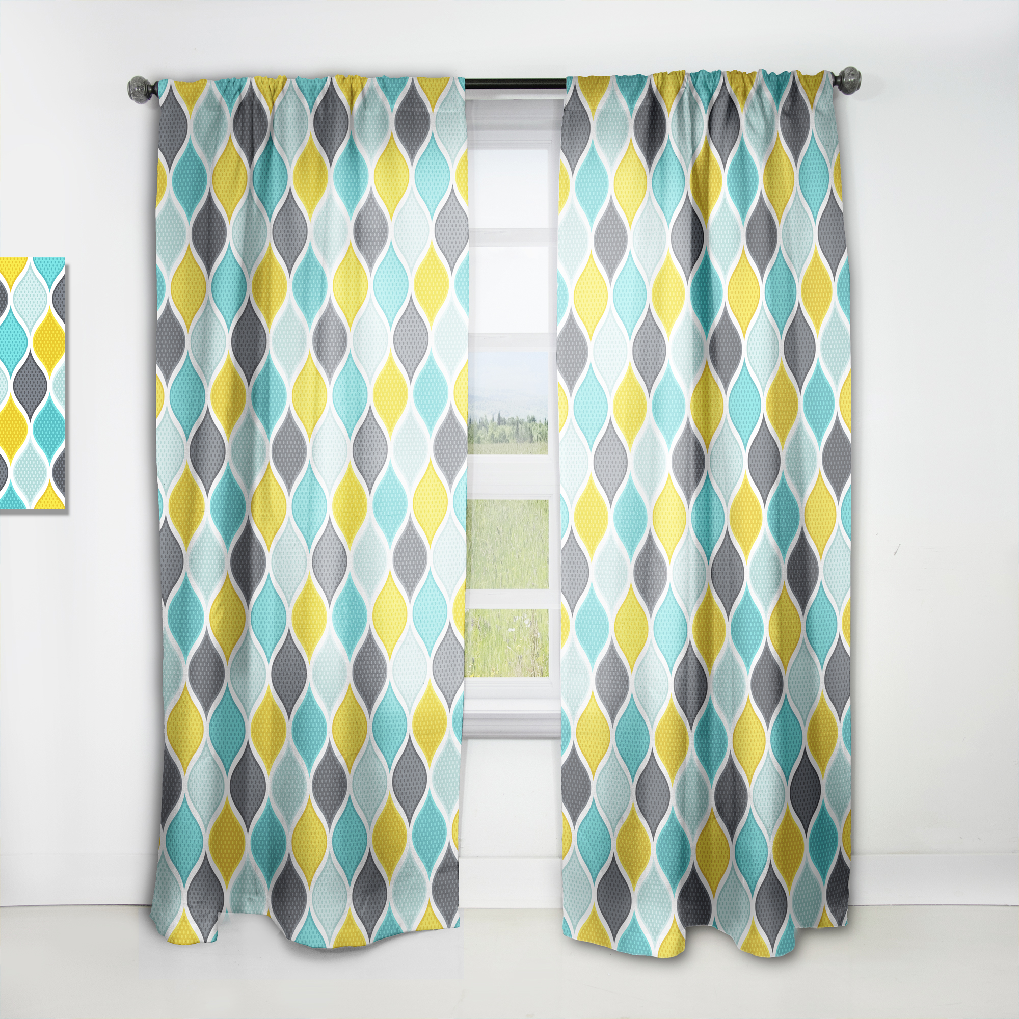 Designart 'Geometric Ornament Pattern' Bohemian & Eclectic Curtain Panel