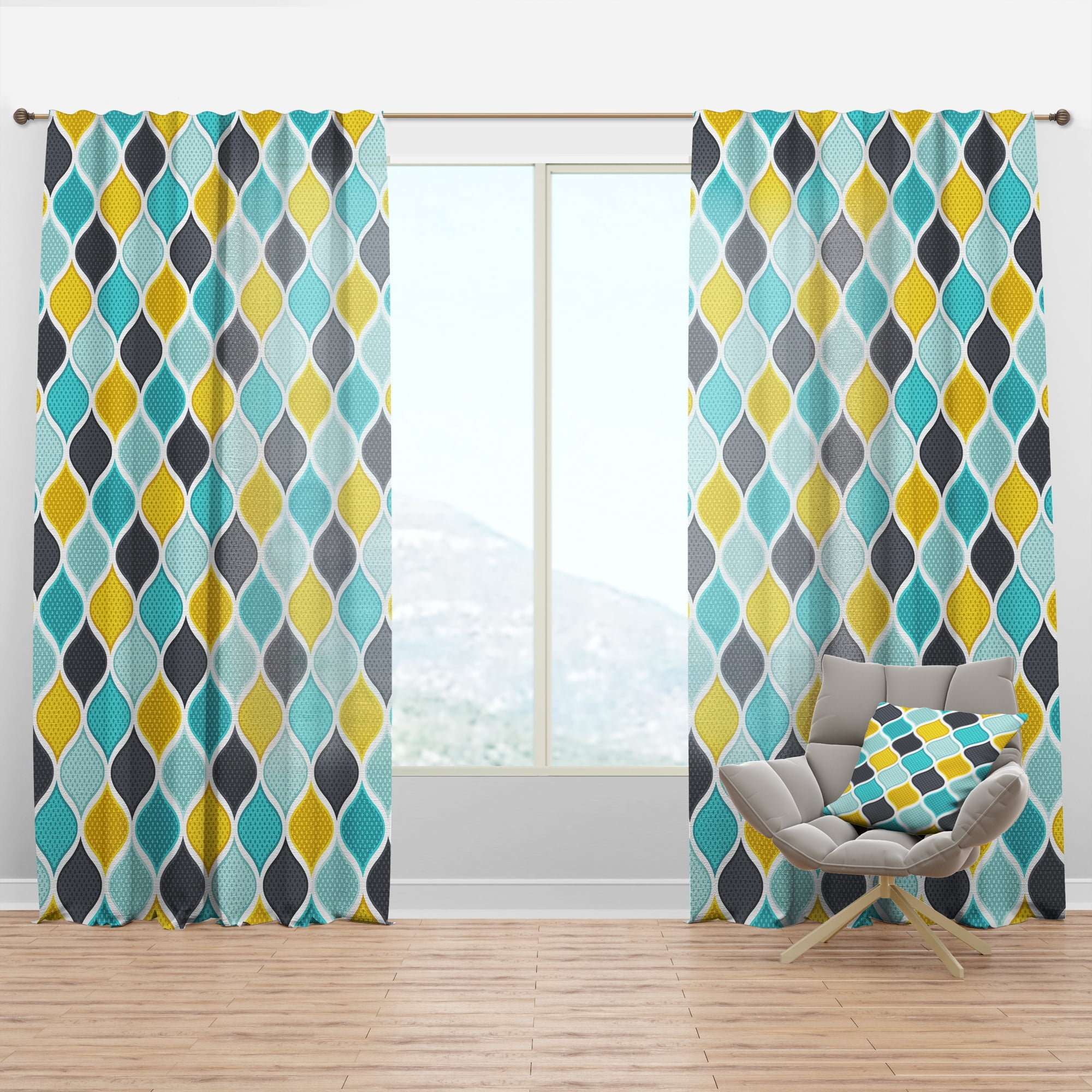 Designart 'Geometric Ornament Pattern' Bohemian & Eclectic Curtain Panel