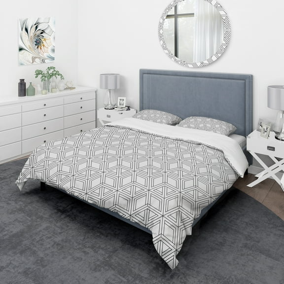 Designart 'Geometric Pattern in Op Art Design' Scandinavian Duvet Cover Set