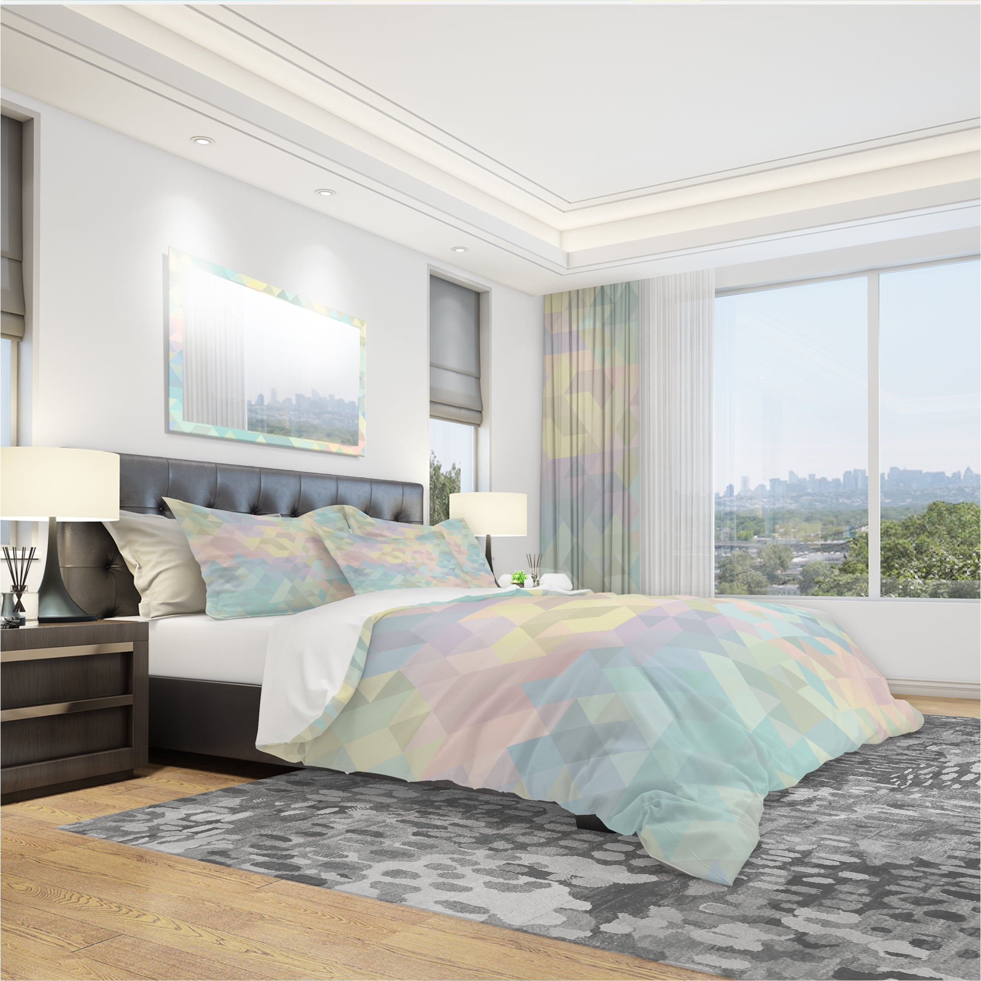 Designart 'Geometric Pattern in Pastel Tints #2' Modern Duvet Cover Set