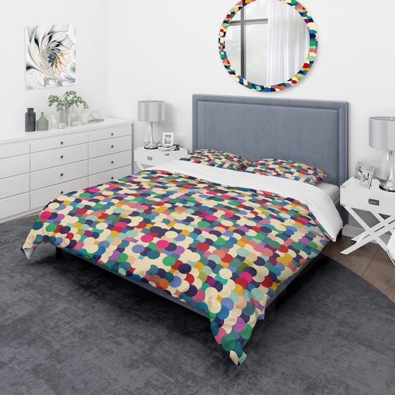 Designart 'Geometric Pattern with Circles' Modern & Contemporary Duvet Cover Set