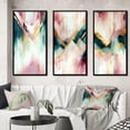 thumbnail image 1 of Designart "Geometric Pink and Green Geode I" Animals Framed Wall Art Set Of 3 - Pink Abstract Geometric Frame Gallery Wall Set For Home Decor, 1 of 6