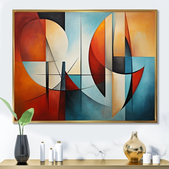 Designart "Geometric Portrait in Cubism III" Cubism Floater Framed Canvas Art Print