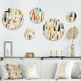 thumbnail image 1 of Designart "Geometric Resurgence In Midcentury Design" Geometric Round Wall Art Set Of 5 - Orange Mid-Century Office Room Wall Art Set, 1 of 6