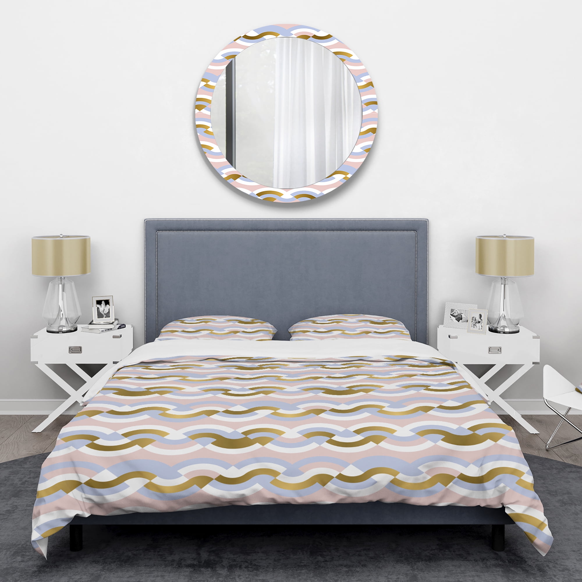 Designart 'Geometric Retro Braids Wave' Mid-Century Modern Duvet Cover Set