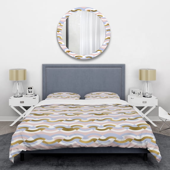 Designart 'Geometric Retro Braids Wave' Mid-Century Modern Duvet Cover Set