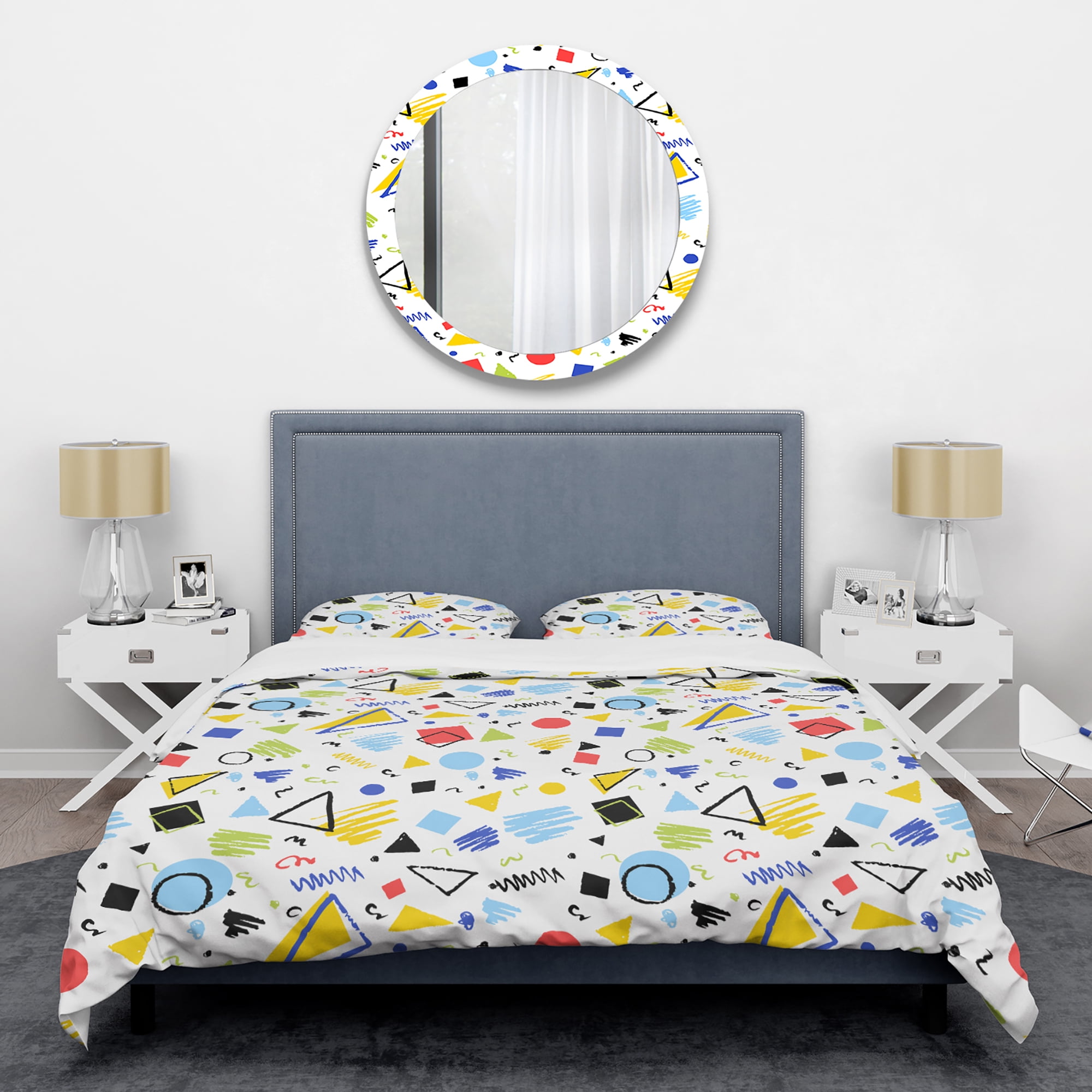 Designart 'Geometric Retro Design III' Mid-Century Modern Duvet Cover Set