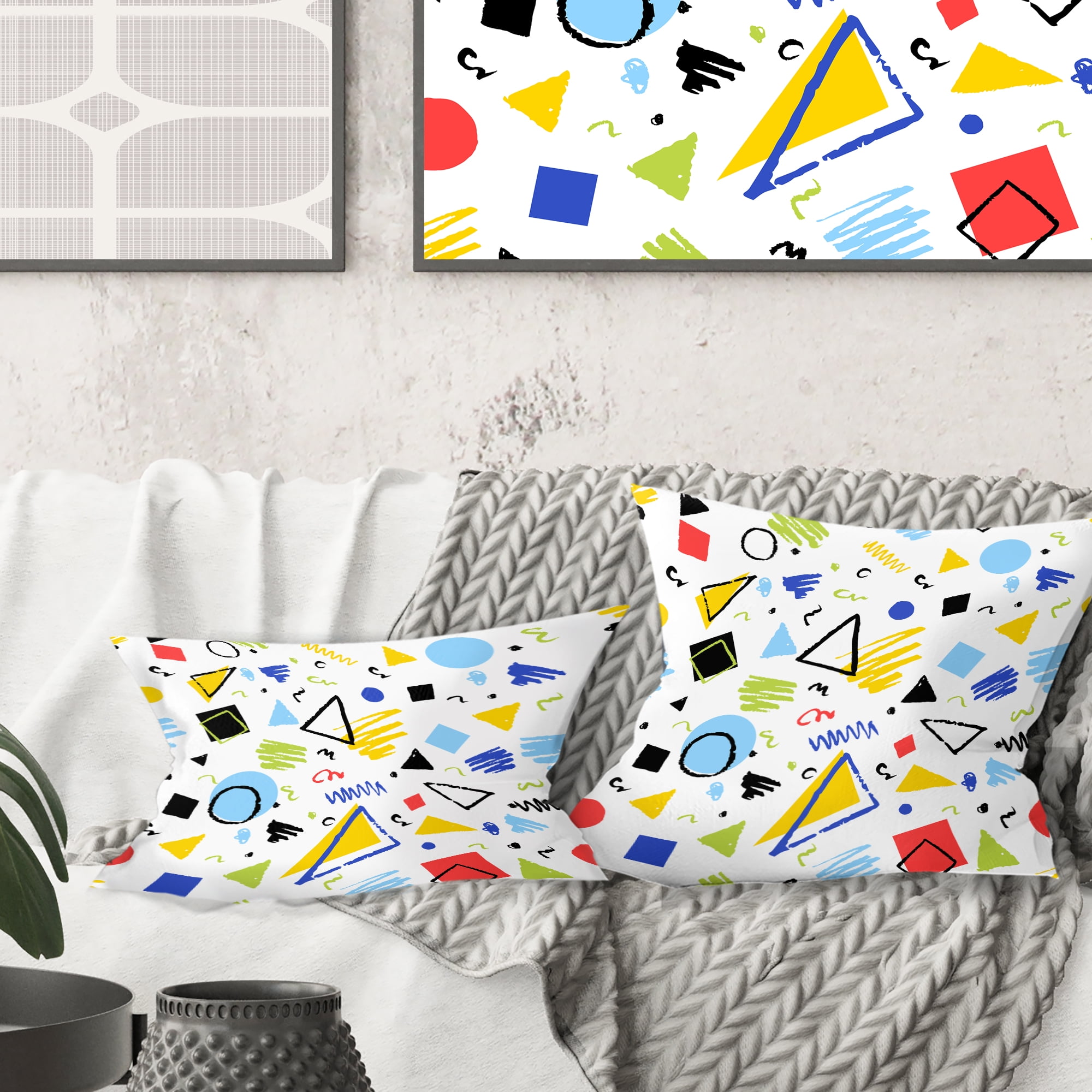 Designart Geometric Retro Design III' Mid-Century Modern Throw Pillow - 16x16